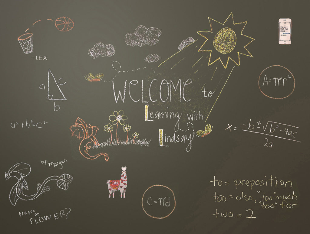 chalkboard at Learning with Lindsay
